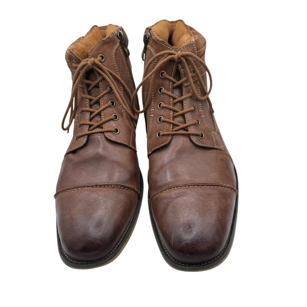 Steve Madden Kabin Men’s Brown Leather Chukka Boots with Zipper - Size 11.5